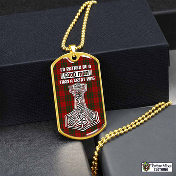 Livingstone (Livingston) Tartan Dog Tag Necklace Viking Mjolnir Style Gold No - Tartan Vibes Clothing