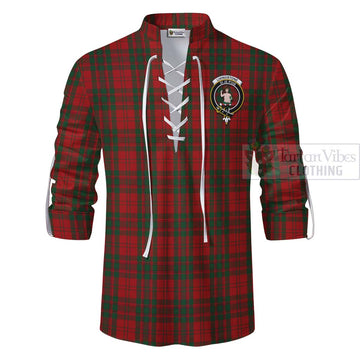 Livingstone (Livingston) Tartan Ghillie Kilt Shirt with Family Crest Celtic Skull Style - Tartan Vibes Clothing