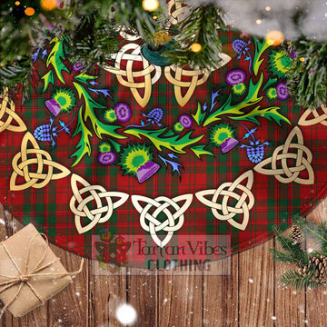 Tartan Vibes Clothing Livingstone (Livingston) Tartan Christmas Tree Skirt with Thistle Celtic Knot Style