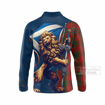 Livingstone (Livingston) Tartan Family Crest Long Sleeve Polo Shirt with Scottish Majestic Lion - Tartan Vibes Clothing