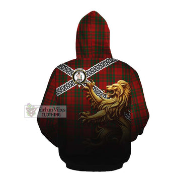 Tartan Vibes Clothing Livingstone (Livingston) Crest Tartan Cotton Hoodie with Golden Lion Emblem Celtic Style