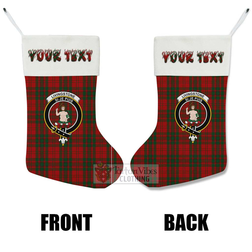 Livingstone (Livingston) Tartan Family Crest Christmas Stocking with Personalized Text - Tartan Vibes Clothing