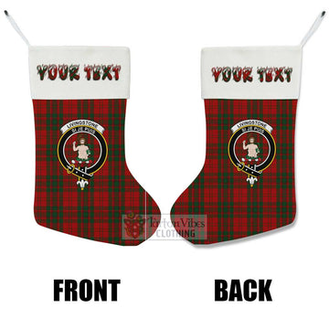 Livingstone (Livingston) Tartan Family Crest Christmas Stocking with Personalized Text - Tartan Vibes Clothing