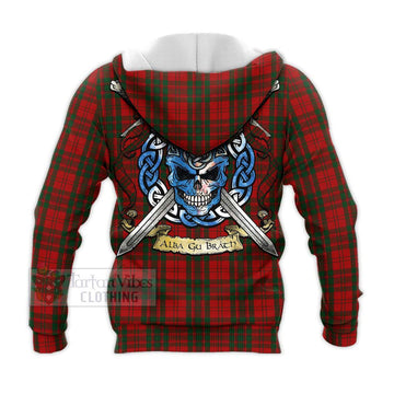 Livingstone (Livingston) Tartan Knitted Hoodie with Family Crest Celtic Skull Style - Tartan Vibes Clothing