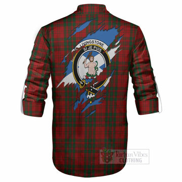 Livingstone (Livingston) Clan Crest In Me Tartan Ghillie Shirt Scotland Flag Style