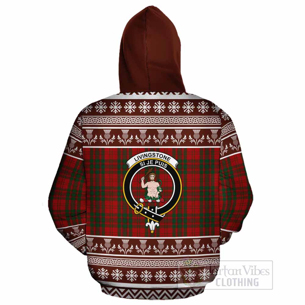 Livingstone (Livingston) Clan Tartan Christmas Cotton Hoodie with Family Crest - Tartan Vibes Clothing