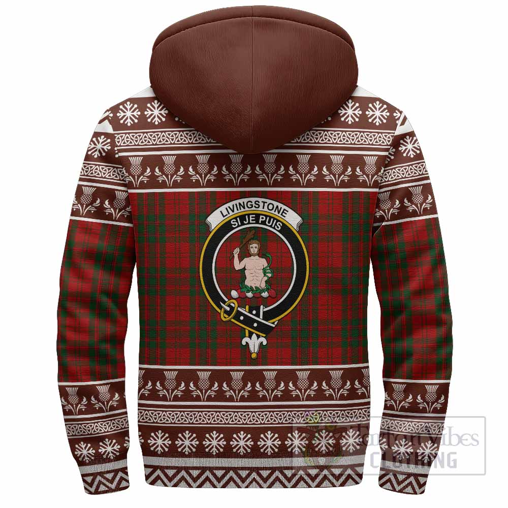 Livingstone (Livingston) Clan Tartan Christmas Fleece Hoodie with Family Crest - Tartan Vibes Clothing