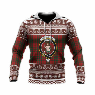Livingstone (Livingston) Clan Tartan Christmas Knitted Hoodie with Family Crest