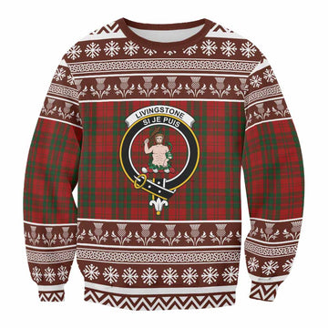 Livingstone (Livingston) Clan Tartan Christmas Sweatshirt with Family Crest