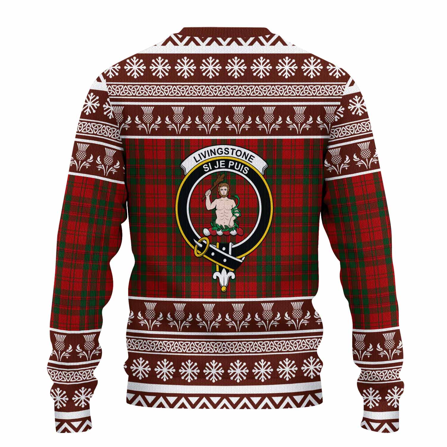 Livingstone (Livingston) Clan Tartan Christmas Ugly Sweater with Family Crest - Tartan Vibes Clothing