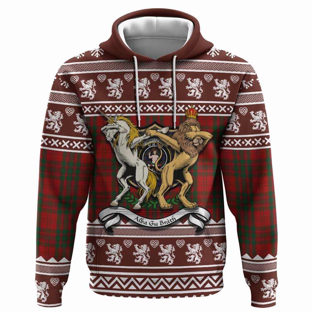 Livingstone (Livingston) Clan Tartan Crest Christmas Hoodie Coat of Arms Funny Style - Tartan Vibes Clothing