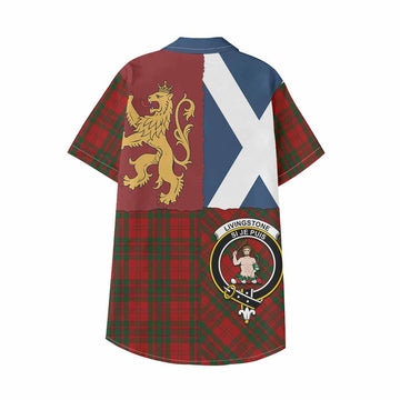 Livingstone (Livingston) Crest Tartan Kid Hawaiian Shirt with Lion Rampant Saltire Style