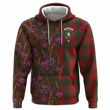 Livingstone (Livingston) Family Crest Tartan Hoodie Scottish Thistle Flower Pattern Half Style - Tartan Vibes Clothing