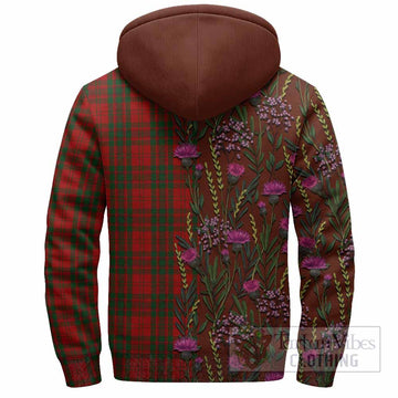 Livingstone (Livingston) Family Crest Tartan Sherpa Hoodie Scottish Thistle Flower Pattern Half Style - Tartan Vibes Clothing