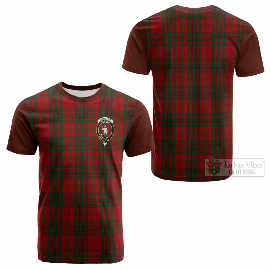Livingstone (Livingston) Tartan Accent Cotton T-shirt with Family Crest - Tartan Vibes Clothing