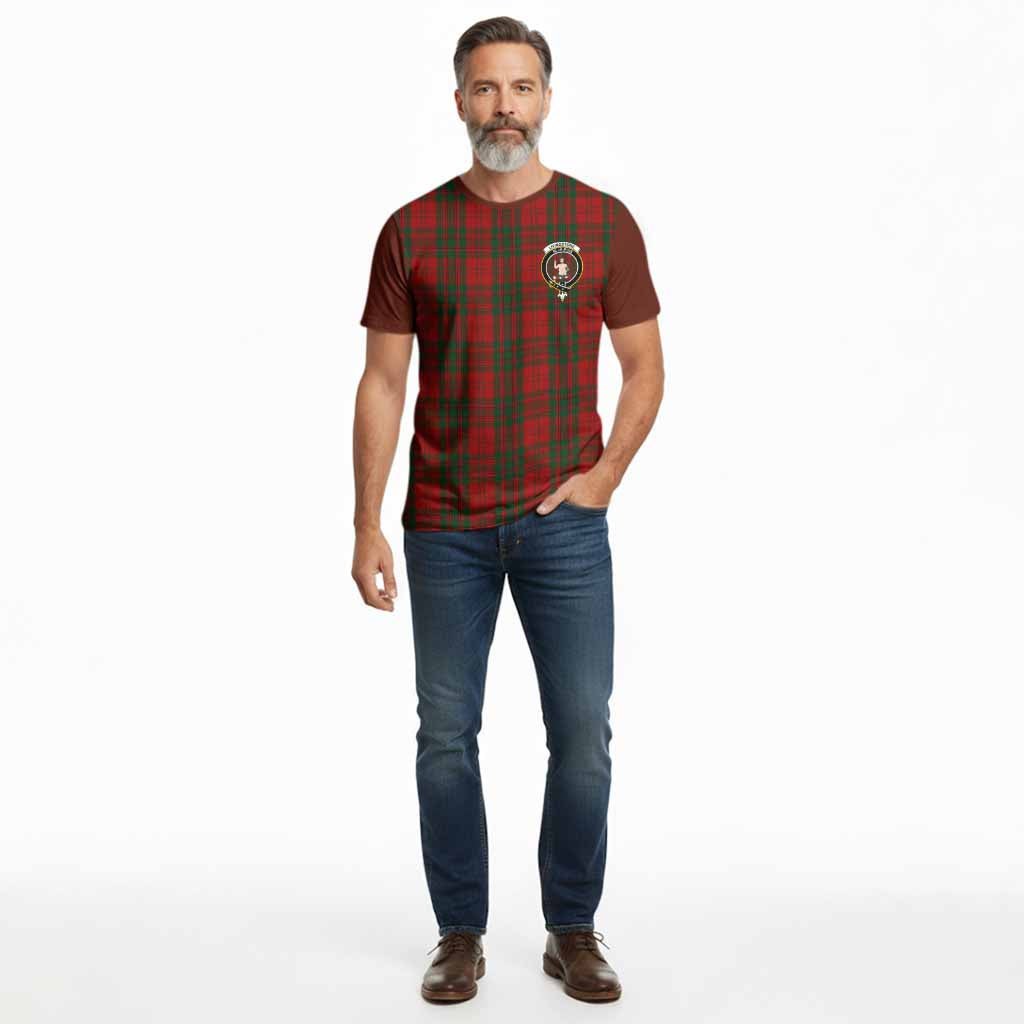 Livingstone (Livingston) Tartan Accent Cotton T-shirt with Family Crest - Tartan Vibes Clothing
