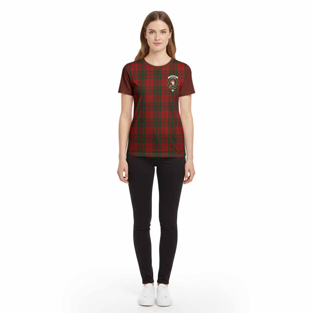 Livingstone (Livingston) Tartan Accent Cotton T-shirt with Family Crest - Tartan Vibes Clothing
