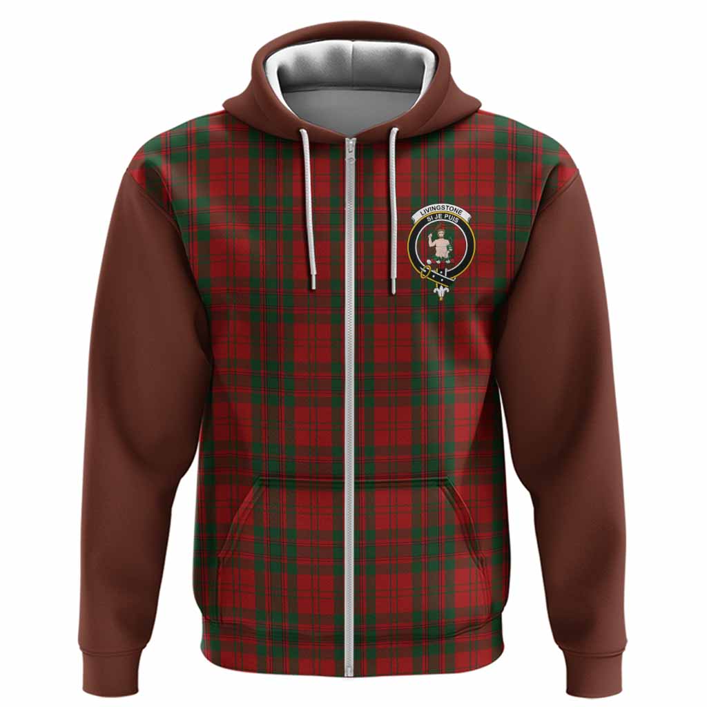 Livingstone (Livingston) Tartan Accent Hoodie with Family Crest