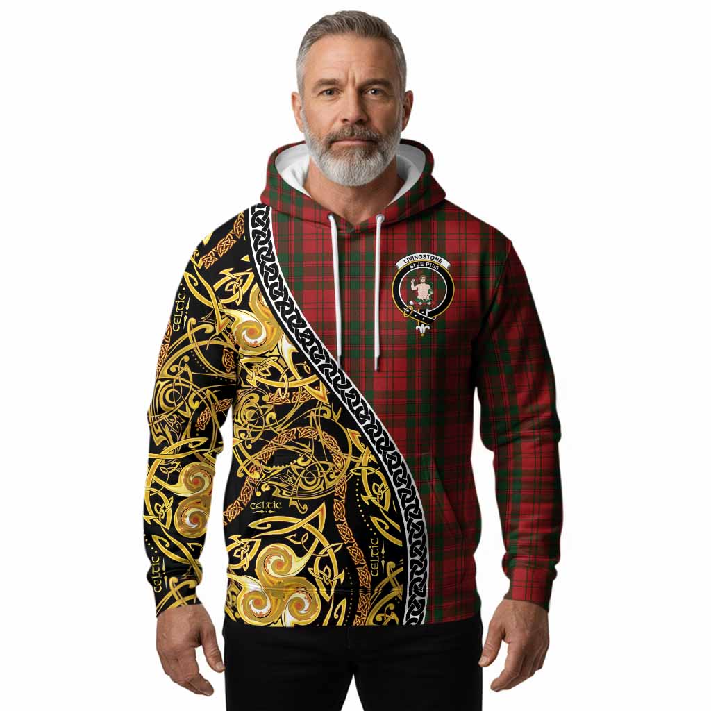 Livingstone (Livingston) Tartan Crest Hoodie Celtic Knot and Triple Trickle Spiral Symbols