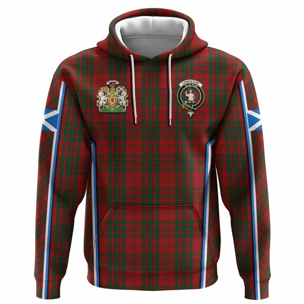 Livingstone (Livingston) Tartan Crest Hoodie Scotland Coat of Arm Flag Style - Tartan Vibes Clothing