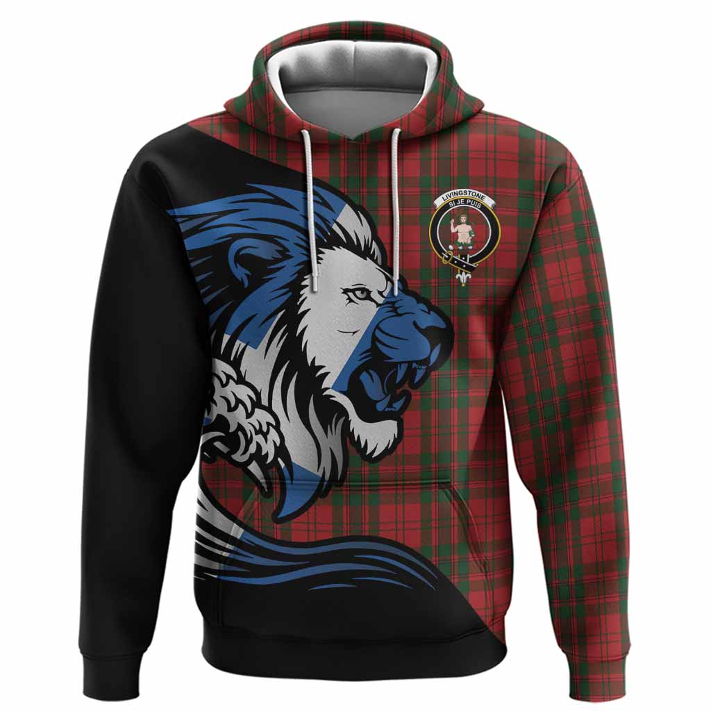 Livingstone (Livingston) Tartan Crest Hoodie Scottish Golden Lions Wave Flow