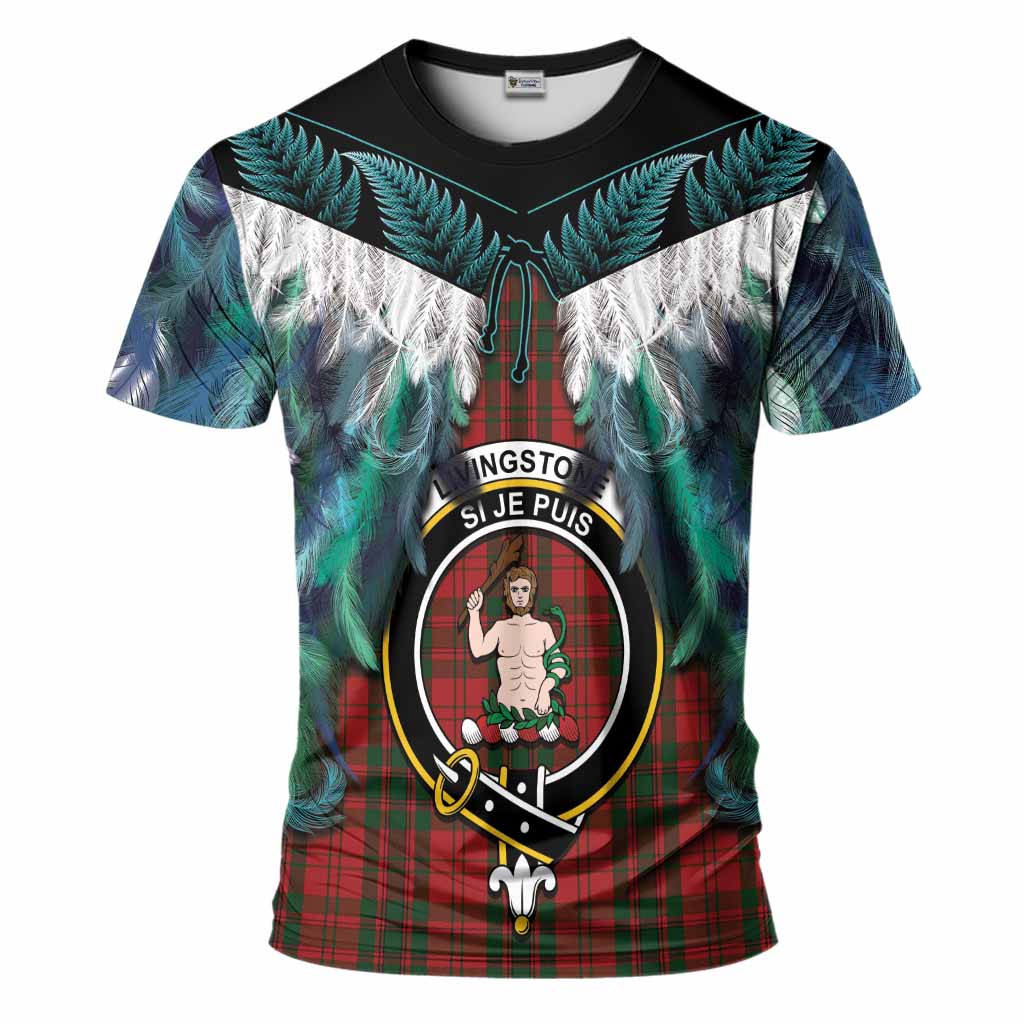 Livingstone (Livingston) Tartan Crest T-Shirt New Zealand Maori Korowai Cloak
