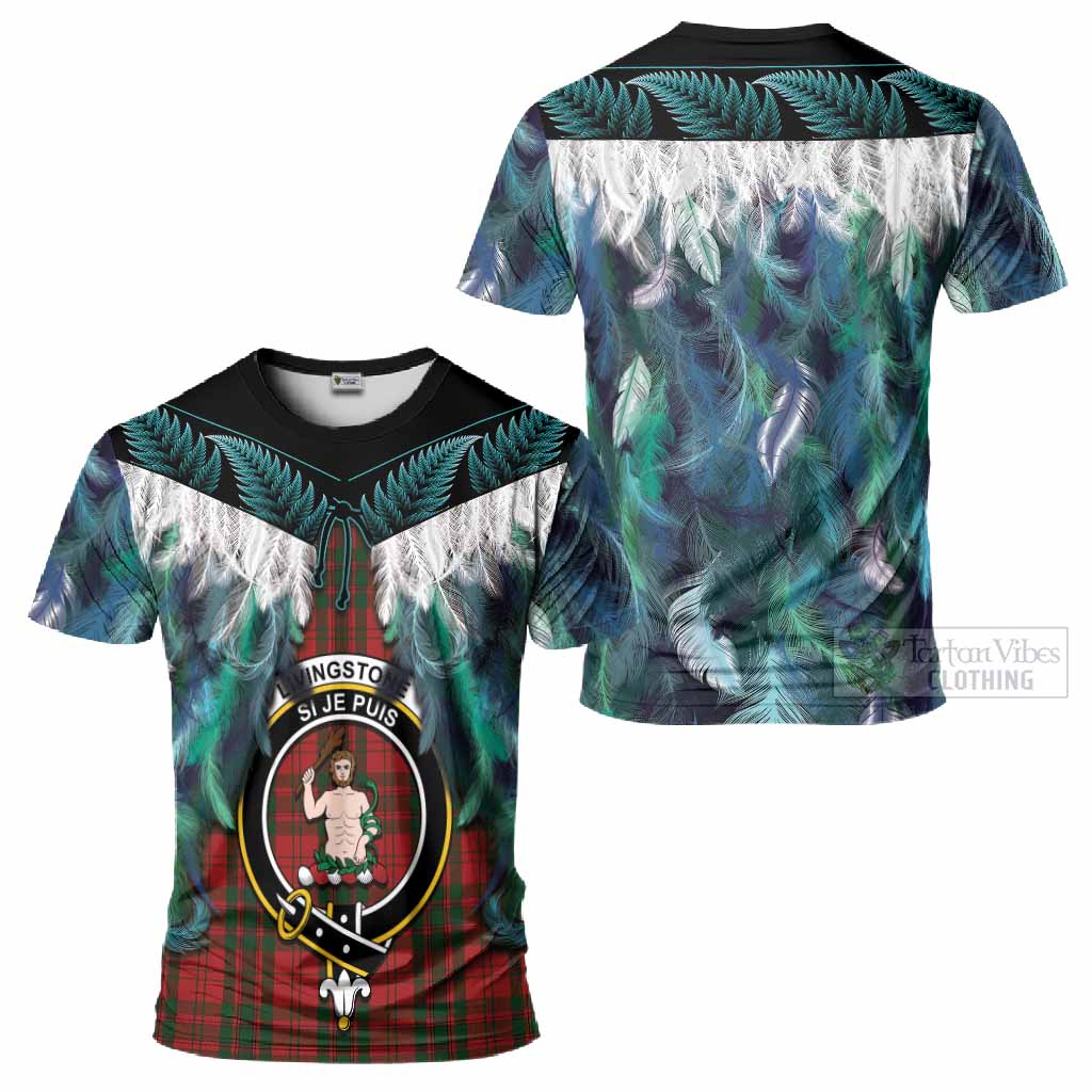Livingstone (Livingston) Tartan Crest T-Shirt New Zealand Maori Korowai Cloak