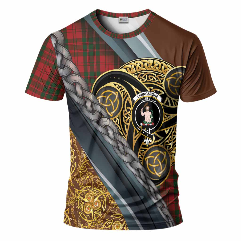 Livingstone (Livingston) Tartan Crest T-Shirt Scottish Triskele Celtic