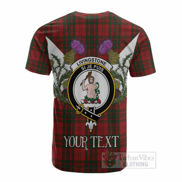 Livingstone (Livingston) Tartan Family Crest Cotton T-shirt Scottish Burns Night Thistle Floral