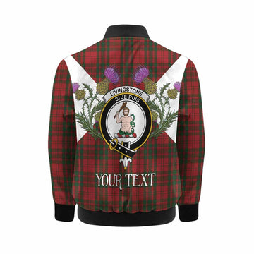 Livingstone (Livingston) Tartan Family Crest Kid Bomber Jacket Scottish Burns Night Thistle Floral