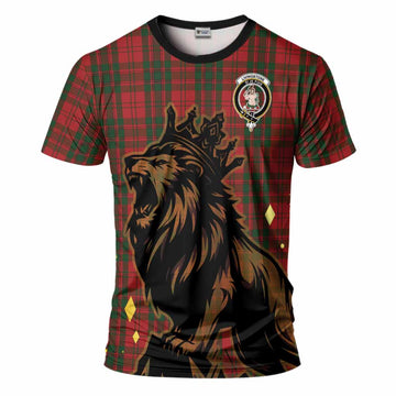 Livingstone (Livingston) Tartan Family Crest T-Shirt Crowned Lion Roaring