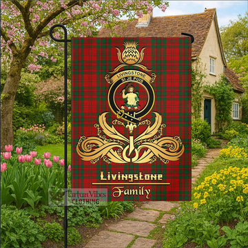 Livingstone (Livingston) Tartan Garden Flag with Highland Thistle Cherish Family Crest Style