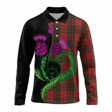 Livingstone (Livingston) Tartan Long Sleeve Polo Shirt Traditional Scottish Thistle