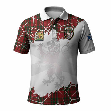 Livingstone (Livingston) Tartan Polo Shirt with Family Crest and Lion Rampant Grunge Style