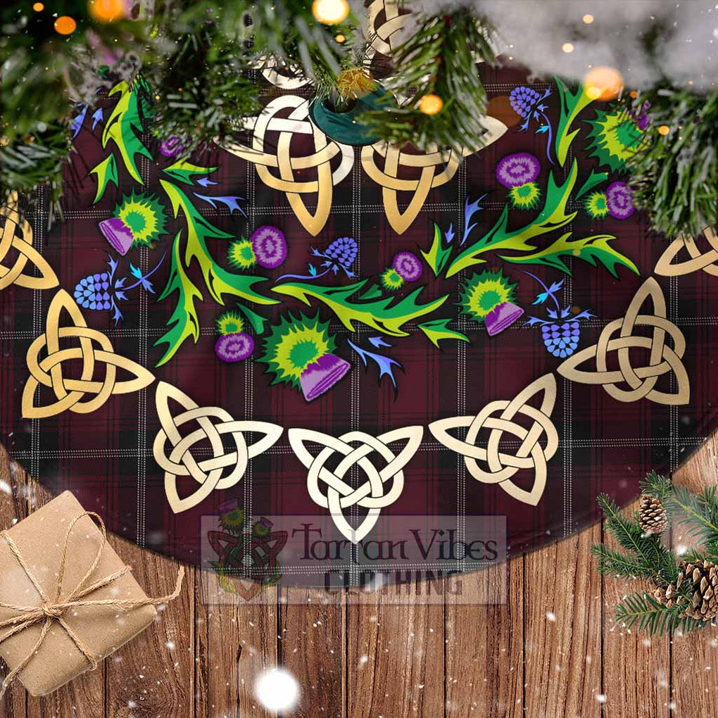 Tartan Vibes Clothing Llewellen of Wales Tartan Christmas Tree Skirt with Thistle Celtic Knot Style