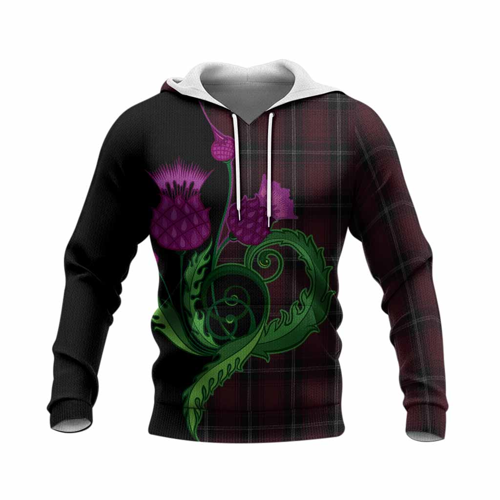 Llewellen of Wales Tartan Knitted Hoodie Traditional Scottish Thistle