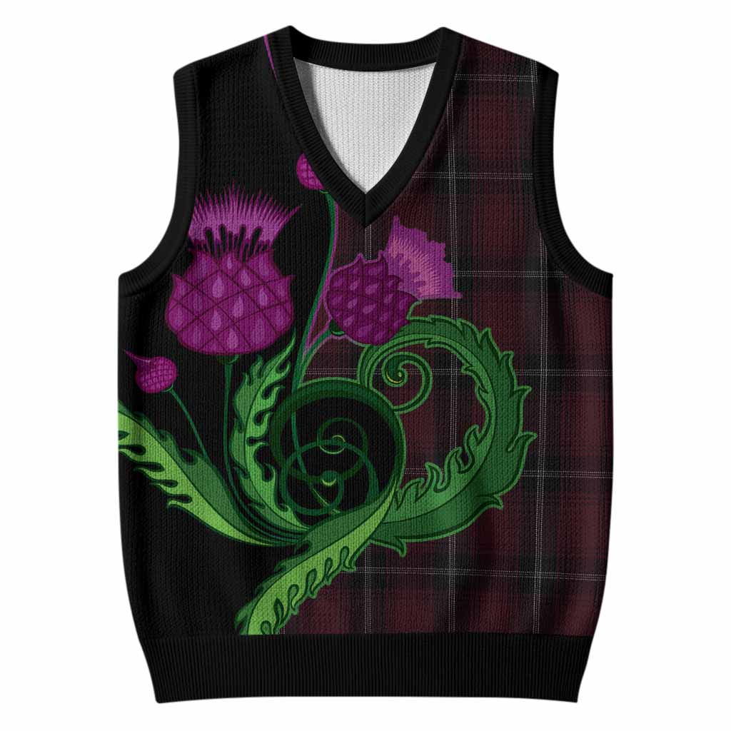 Llewellen of Wales Tartan Knitted V-Neck Vest Traditional Scottish Thistle