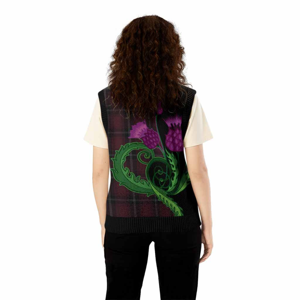 Llewellen of Wales Tartan Knitted V-Neck Vest Traditional Scottish Thistle