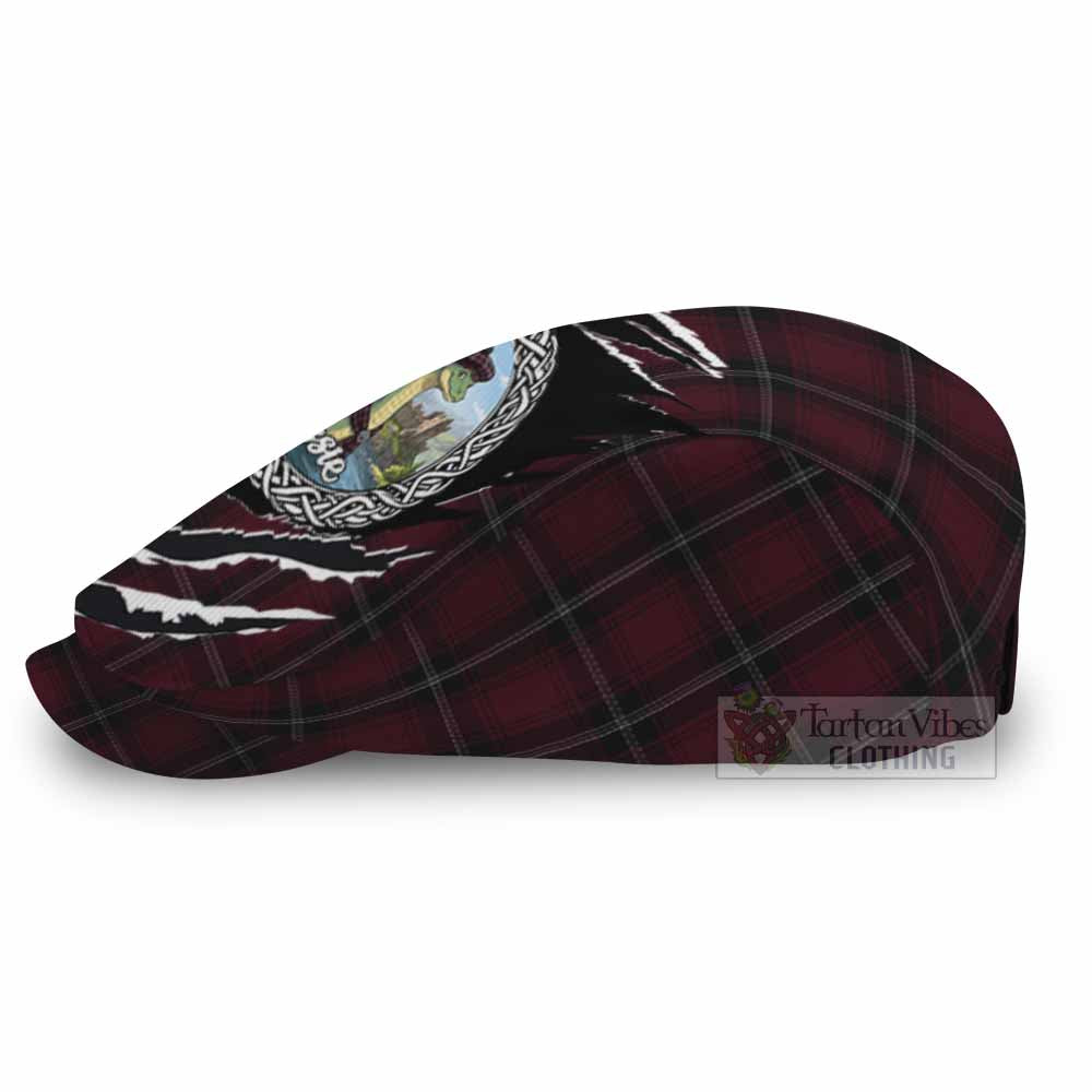 Llewellen of Wales Tartan Loch Ness Monster Flat Cap, Jeff Cap Celtic Knot Nessie Art