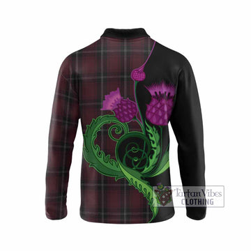 Llewellen of Wales Tartan Long Sleeve Polo Shirt Traditional Scottish Thistle