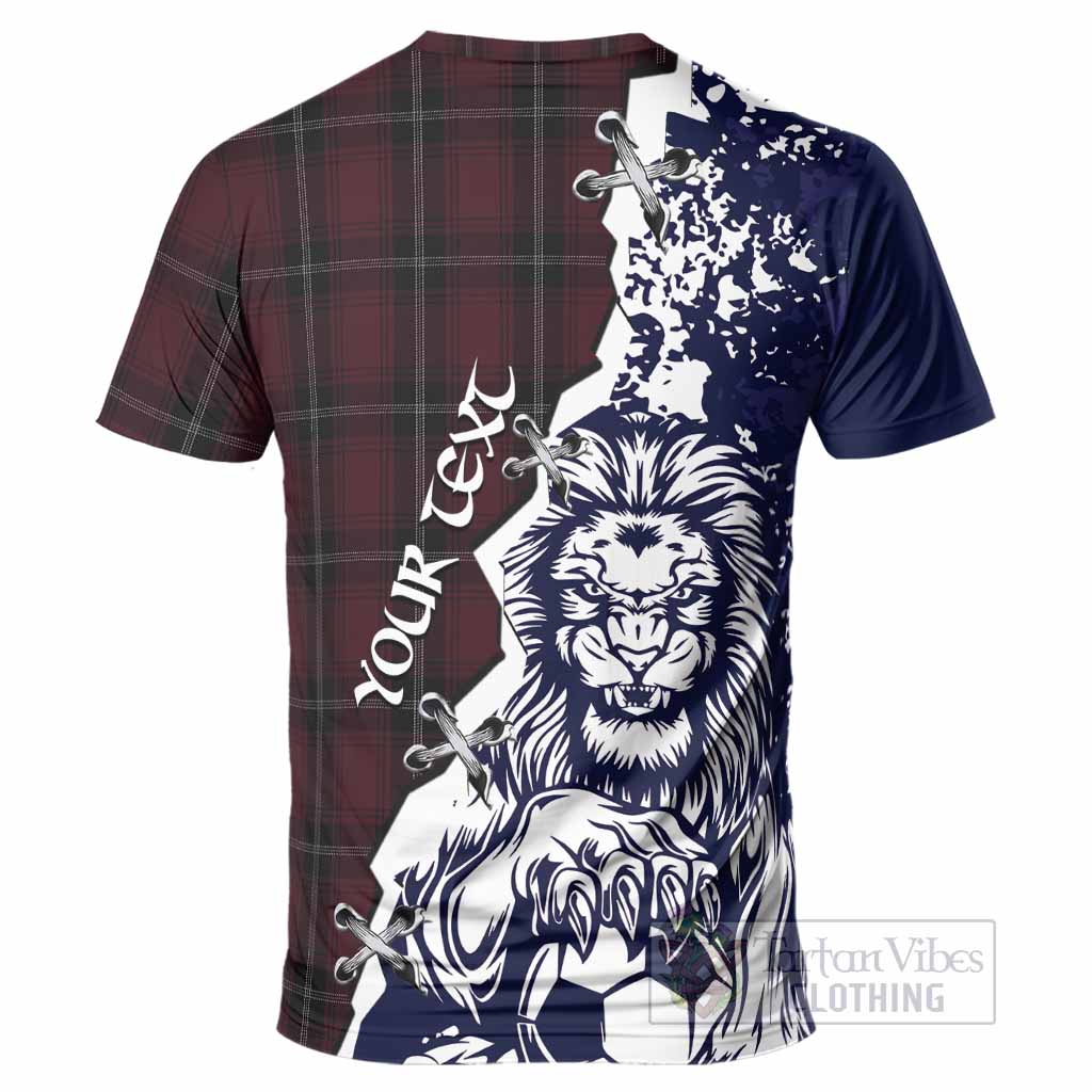 Llewellen of Wales Tartan Scottish T-Shirt Angry Lion With Soccer Ball Style