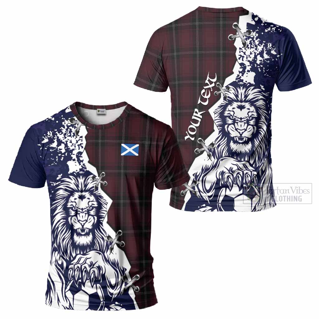 Llewellen of Wales Tartan Scottish T-Shirt Angry Lion With Soccer Ball Style