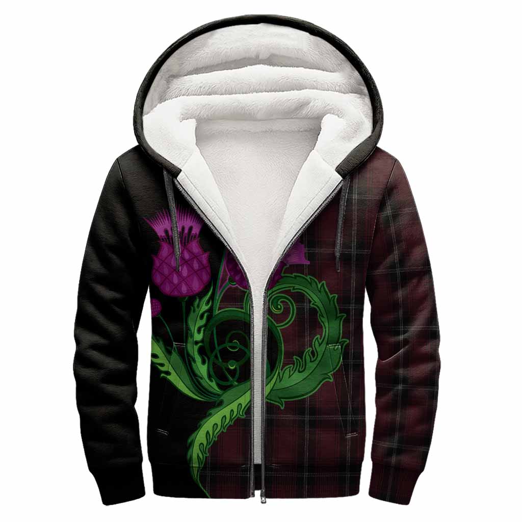 Llewellen of Wales Tartan Sherpa Hoodie Traditional Scottish Thistle