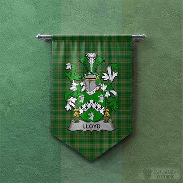 Lloyd Irish Clan Tartan Gonfalon, Tartan Banner with Coat of Arms