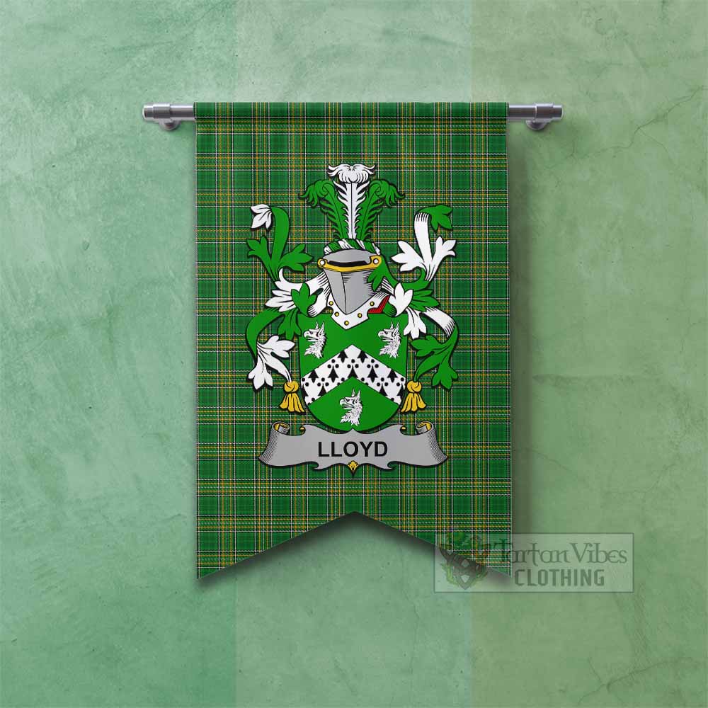 Lloyd Irish Clan Tartan Gonfalon, Tartan Banner with Coat of Arms Fishtail - Tartan Vibes Clothing
