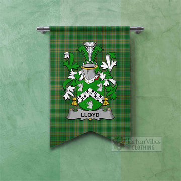 Lloyd Irish Clan Tartan Gonfalon, Tartan Banner with Coat of Arms