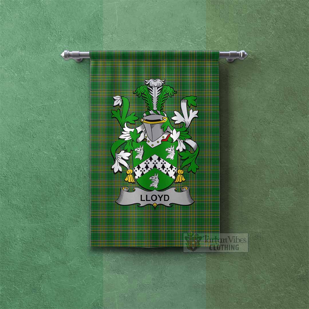 Lloyd Irish Clan Tartan Gonfalon, Tartan Banner with Coat of Arms Rectangle - Tartan Vibes Clothing