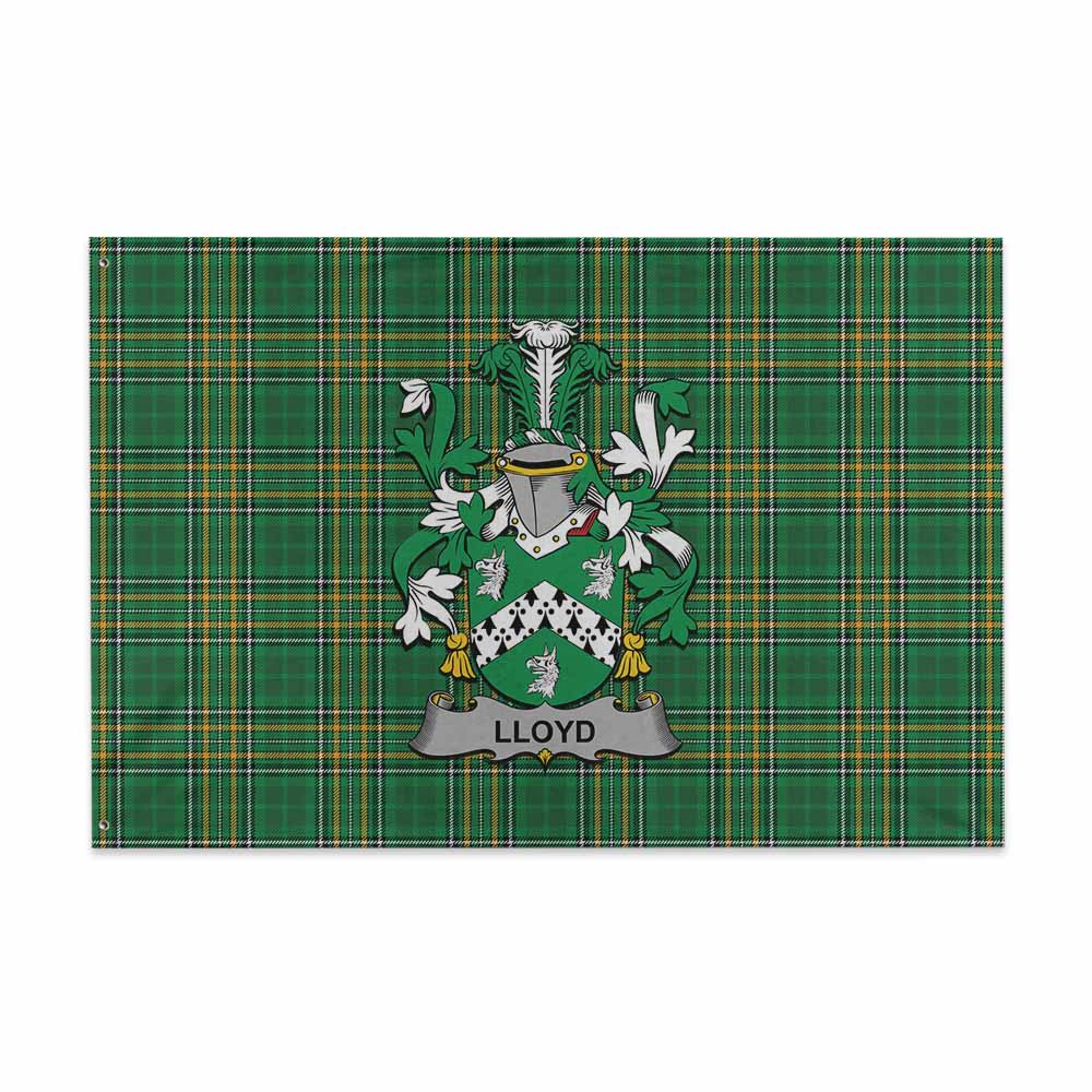 Tartan Vibes Clothing Lloyd Irish Clan Tartan House Flag with Coat of Arms