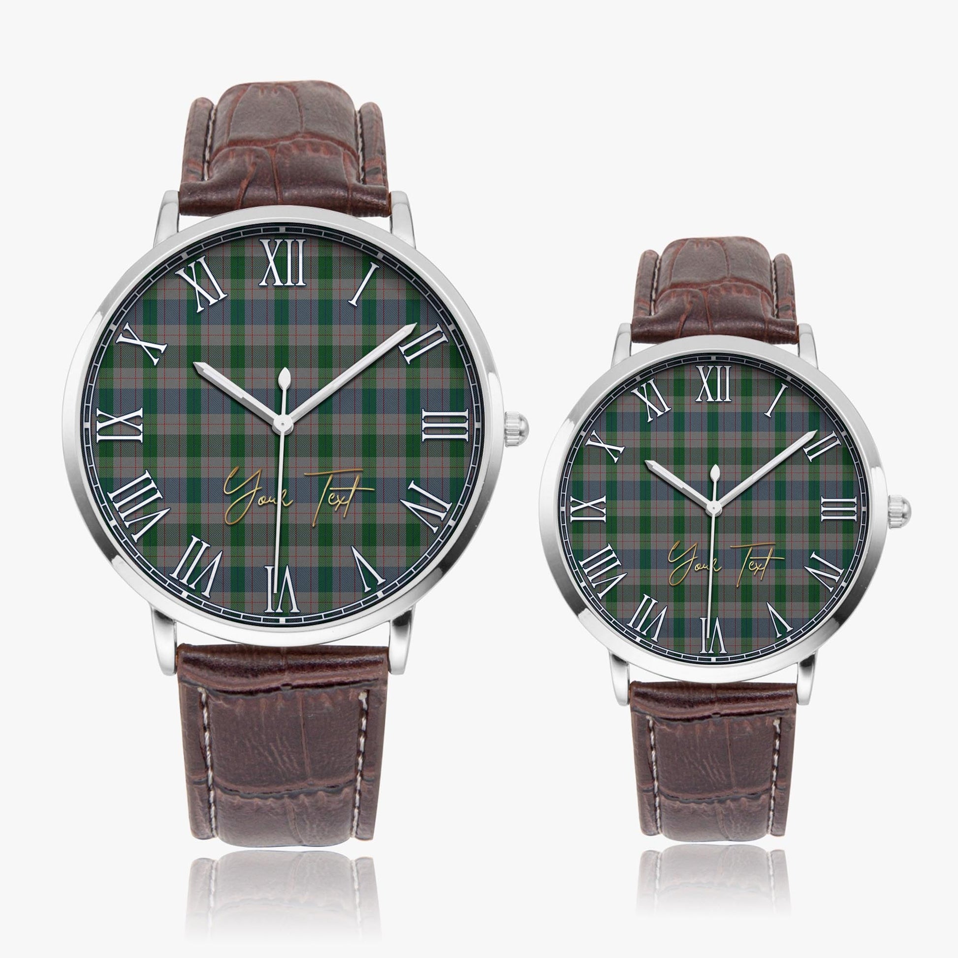 Lloyd of Wales Tartan Personalized Your Text Leather Trap Quartz Watch - Tartan Vibes Clothing