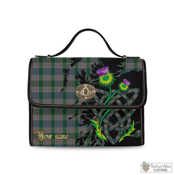 Tartan Vibes Clothing Lloyd of Wales Tartan Waterproof Canvas Bag with Scotland Map and Thistle Celtic Accents